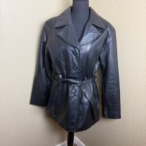 Wilsons Pelle Studio Black Leather Belted Jacket Thinsulate Women’s Medium